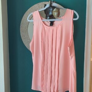 Ann Taylor Pleated Front Blush Pink Sleeveless Camisole